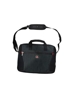 Wenger Black Laptop Shoulder Bag with Handles and Zippered Front Pocket
